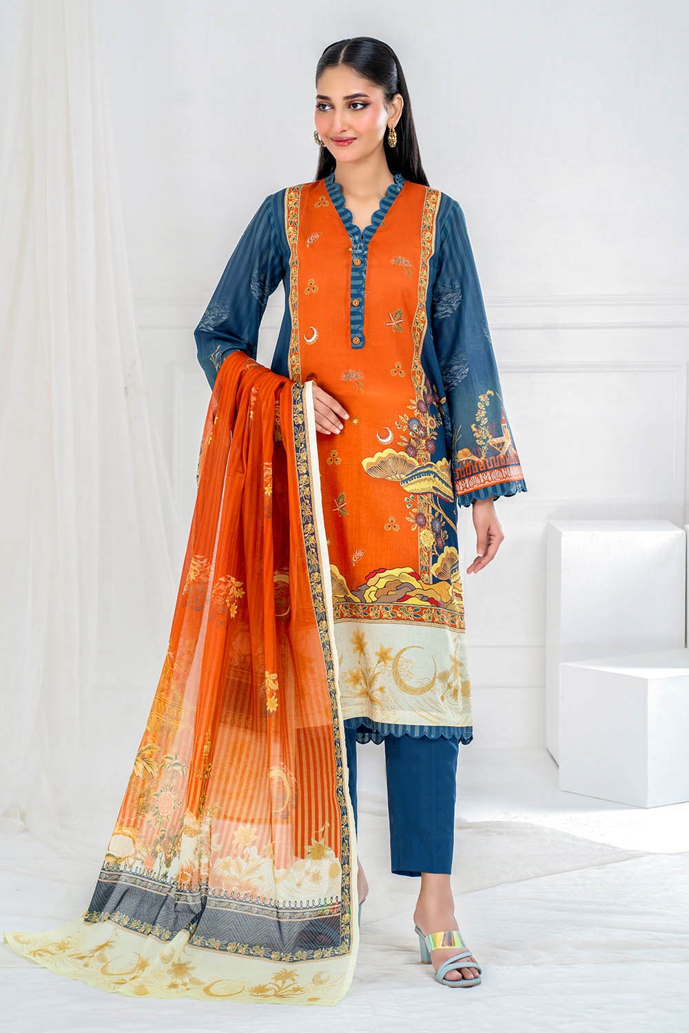3 Piece Unstitched Printed Lawn Suit