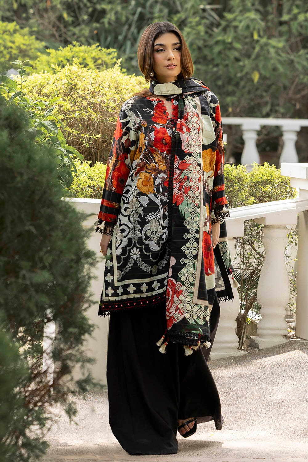 3 Piece Unstitched Mehsuri Stripe Khaddar Suit