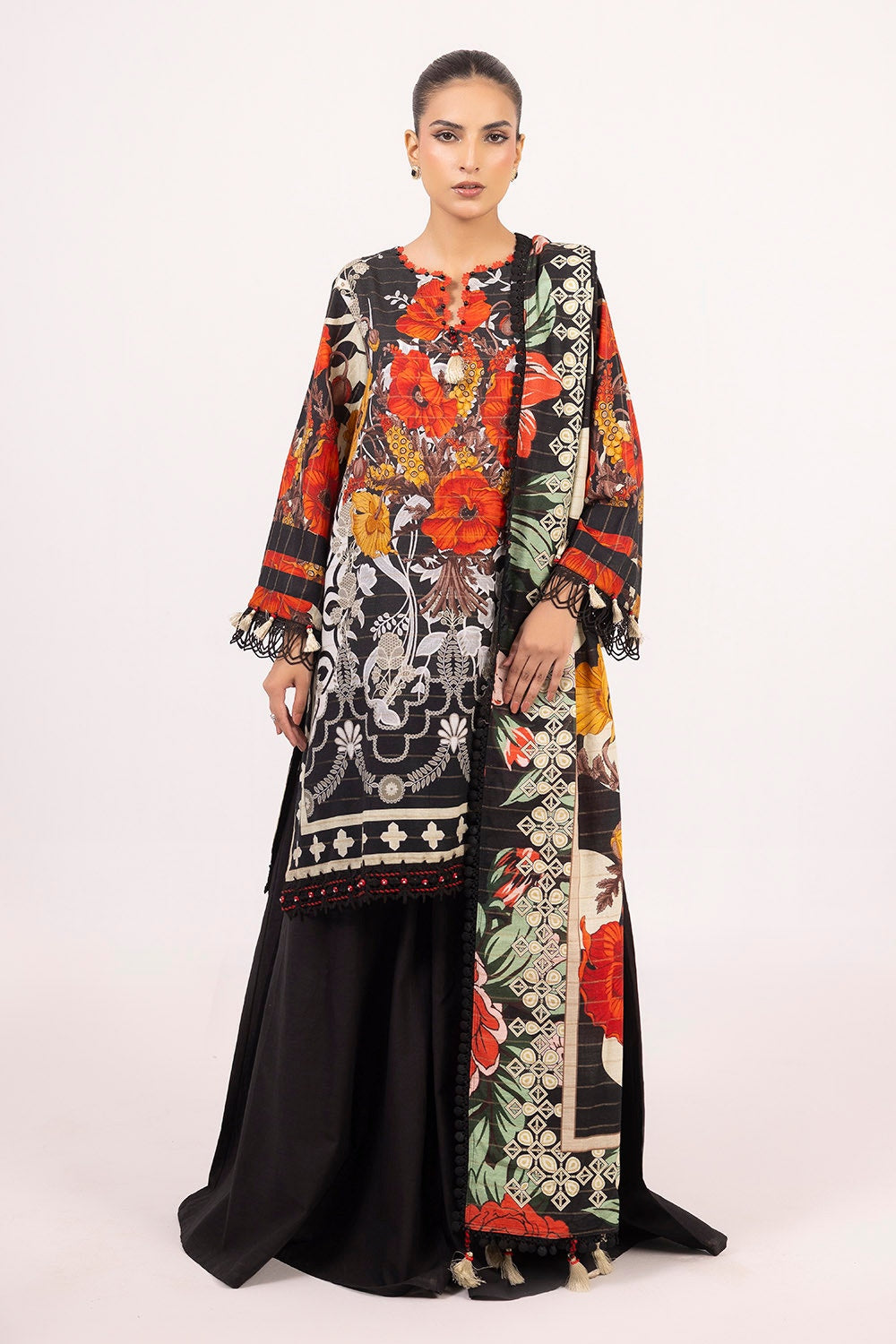 3 Piece Unstitched Mehsuri Stripe Khaddar Suit