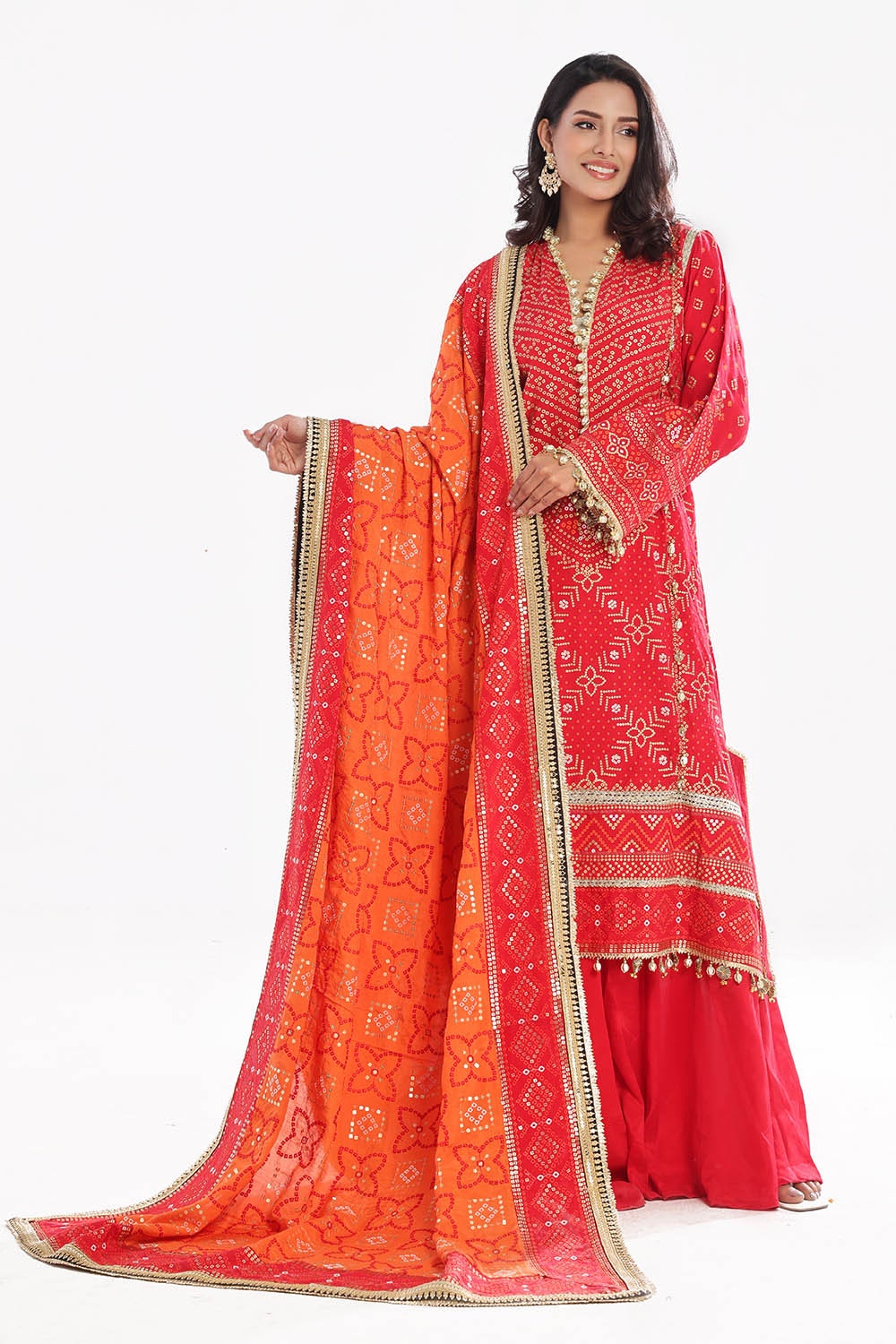 3 Piece Unstitched Gold Lacquer Embroidered Raw Silk Suit With Embroidered Raw Silk Dupatta