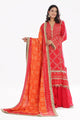 3 Piece Unstitched Gold Lacquer Embroidered Raw Silk Suit With Embroidered Raw Silk Dupatta