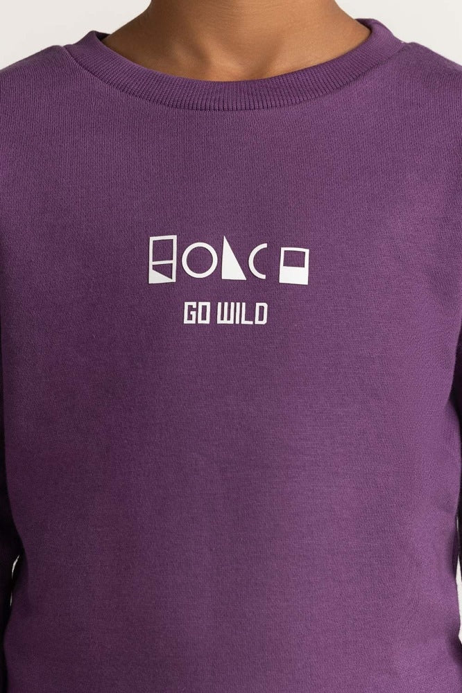 Purple Printed Sweatshirt