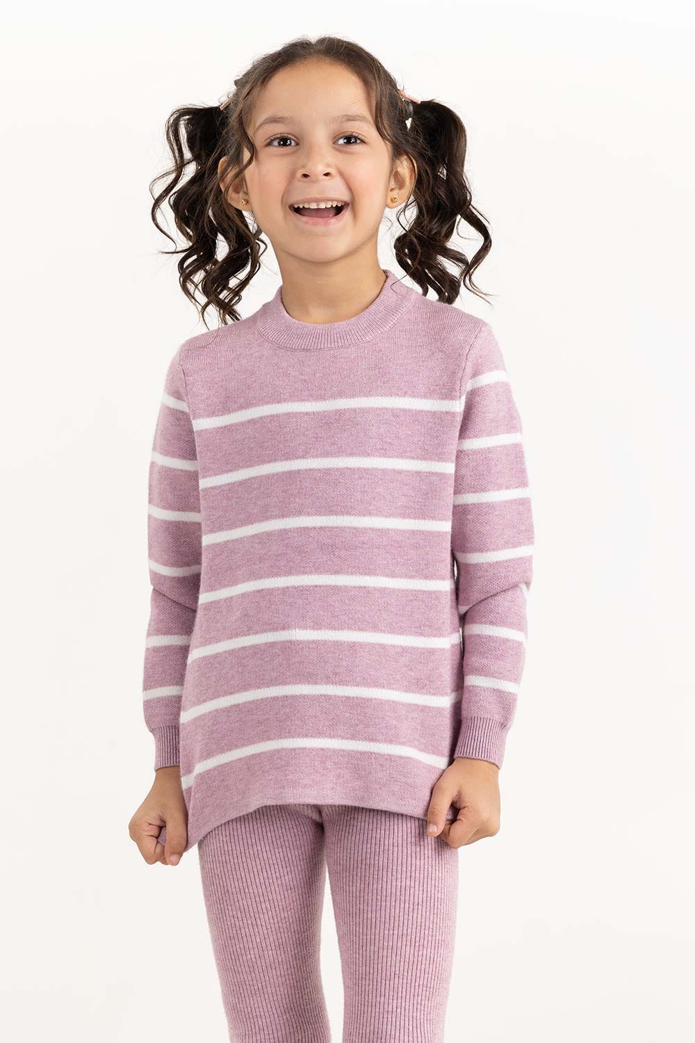 Toddler Girl Purple Striped Sweater
