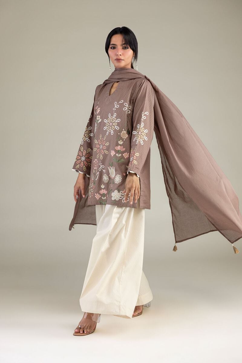 Brown V-Neck Kurta