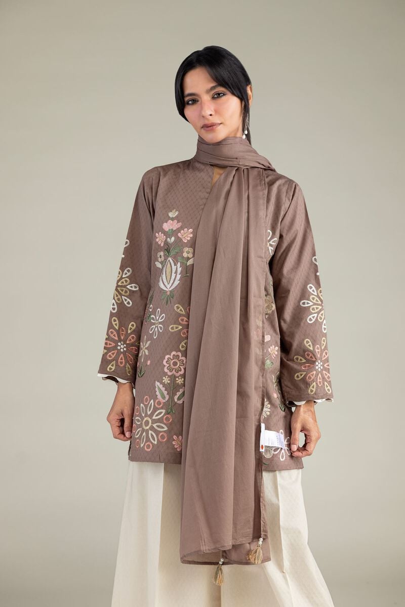 Brown Lawn Dupatta