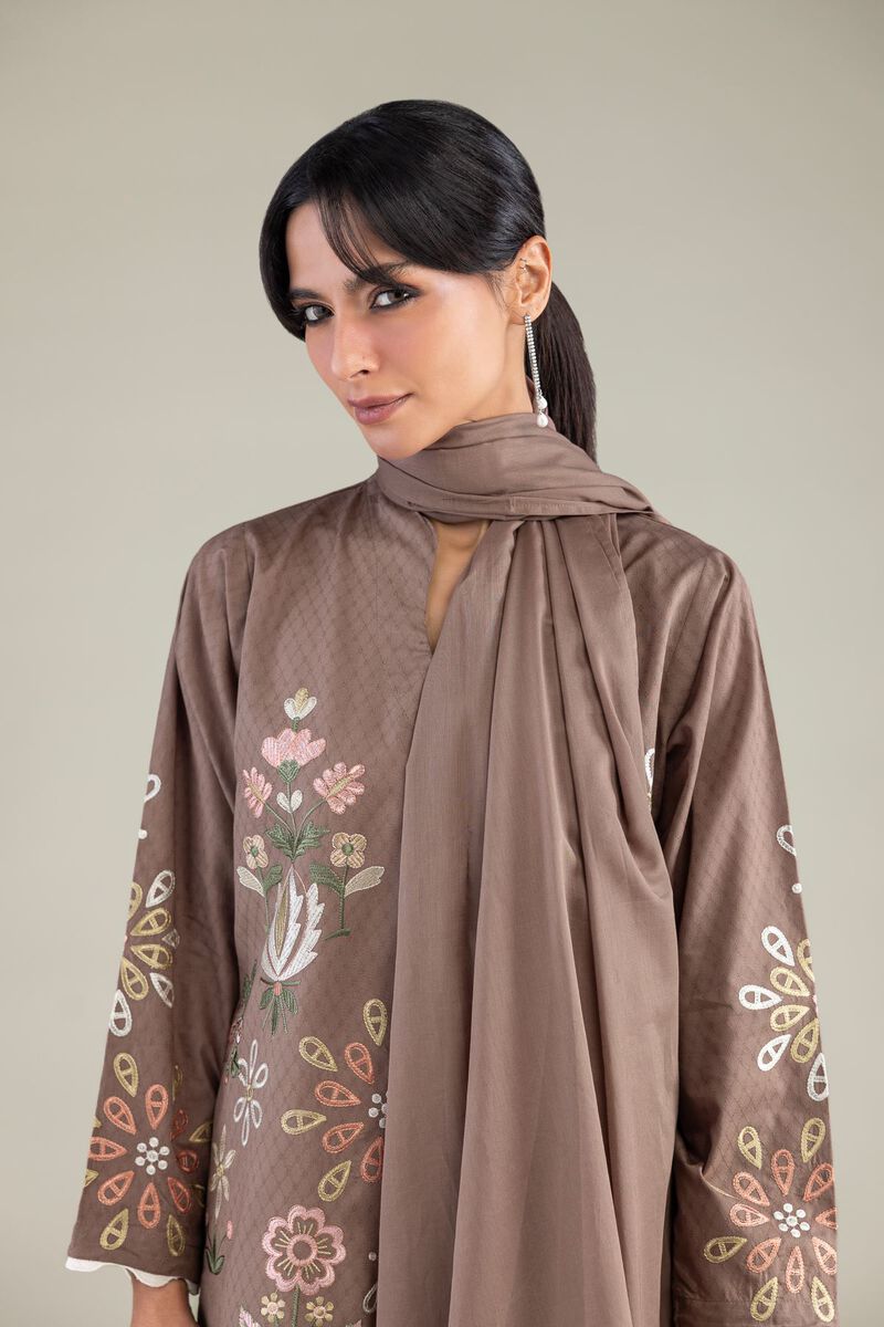 Brown Lawn Dupatta