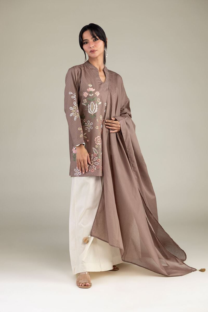 Brown Lawn Dupatta