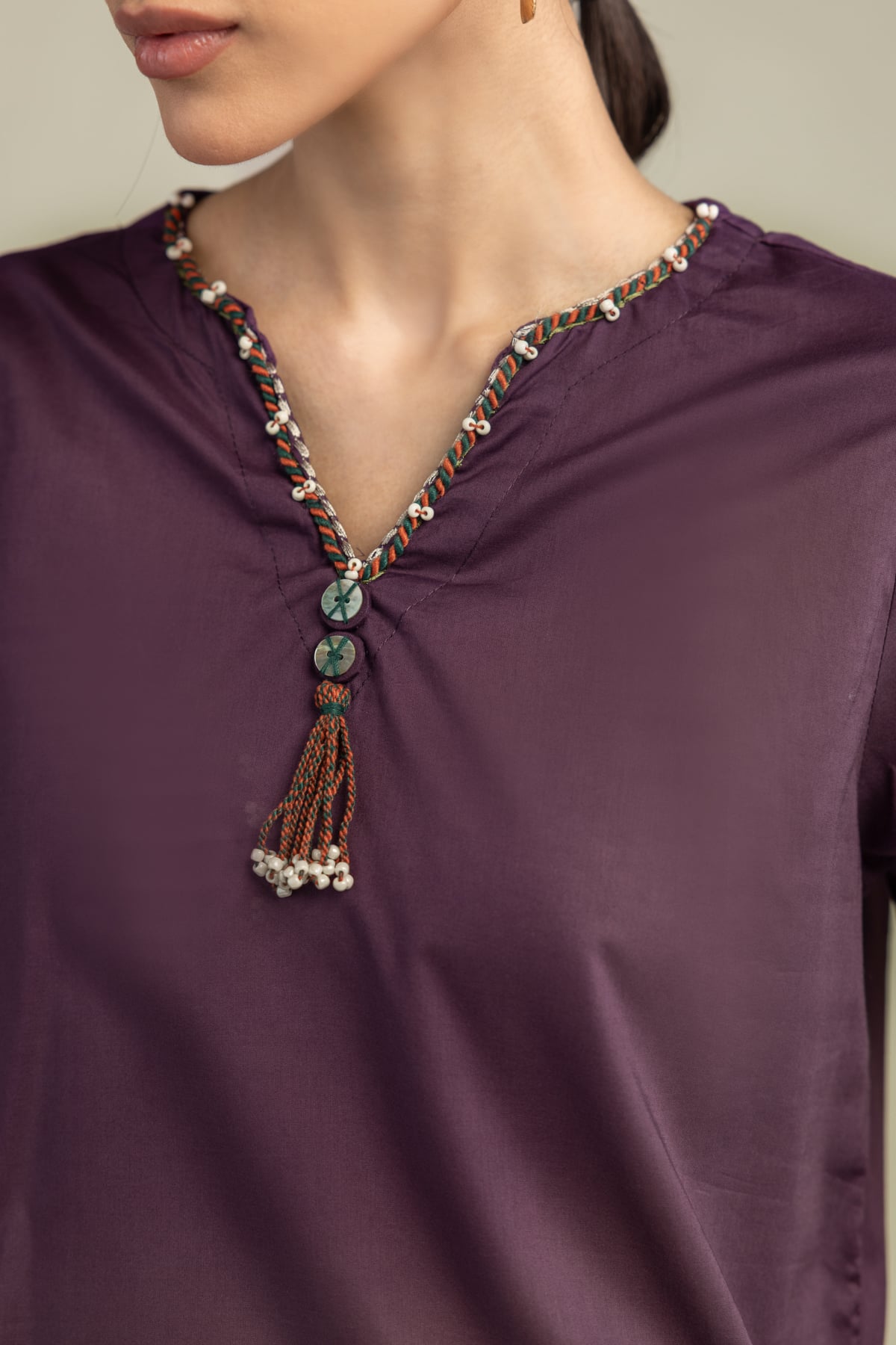 Cambric V-Neck Kurta