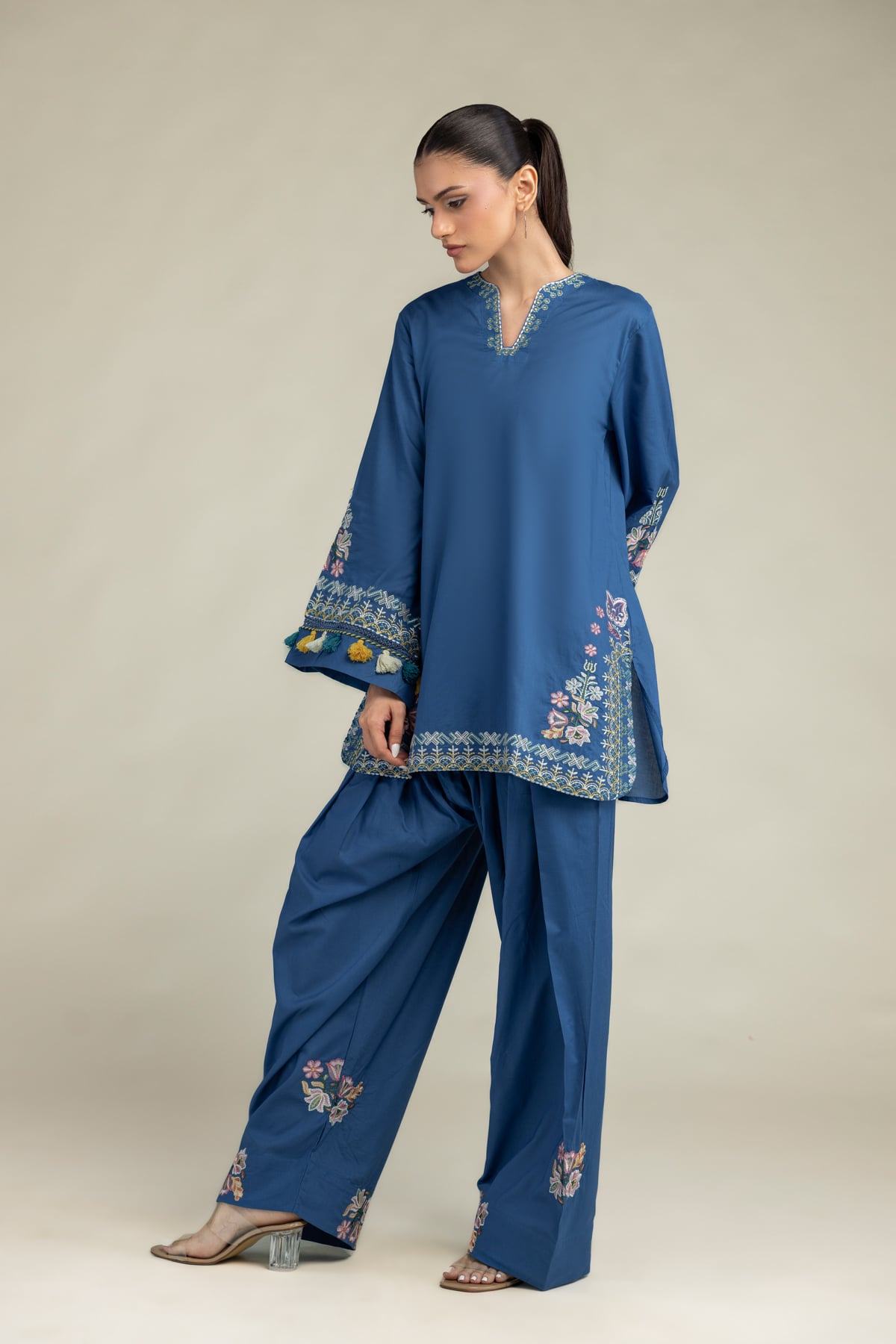 Floral Blue Kurta