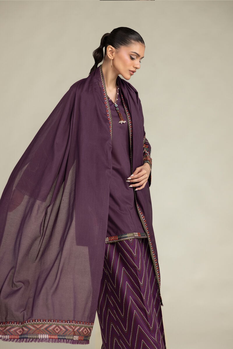 Purple Lawn Dupatta