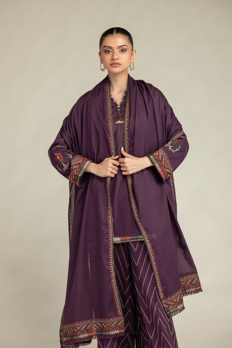 Purple Lawn Dupatta