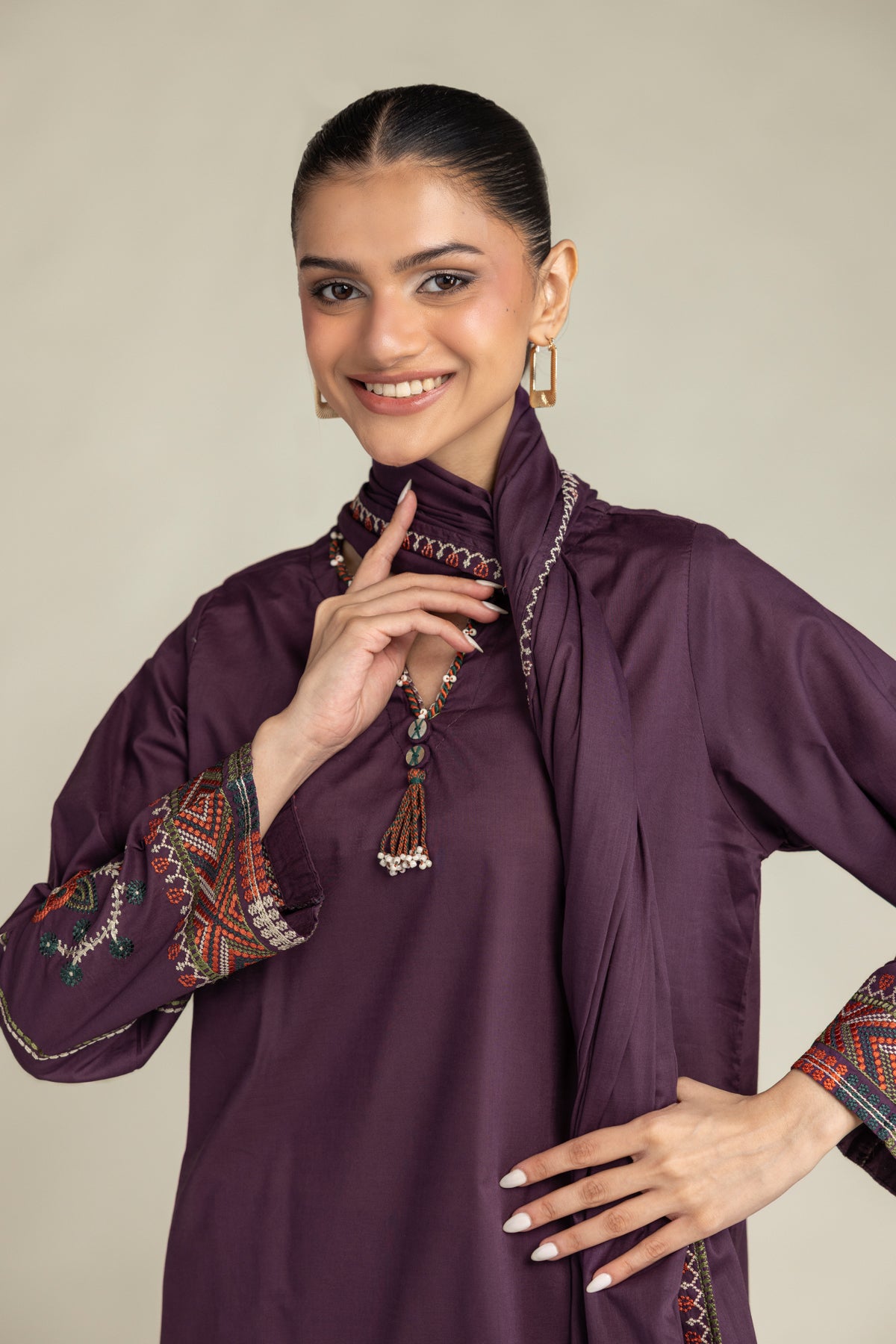 Purple Lawn Dupatta