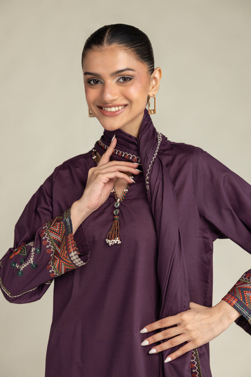 Purple Lawn Dupatta