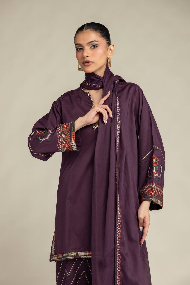 Purple Lawn Dupatta