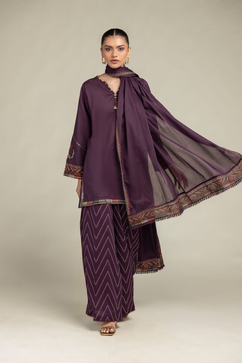Purple Lawn Dupatta
