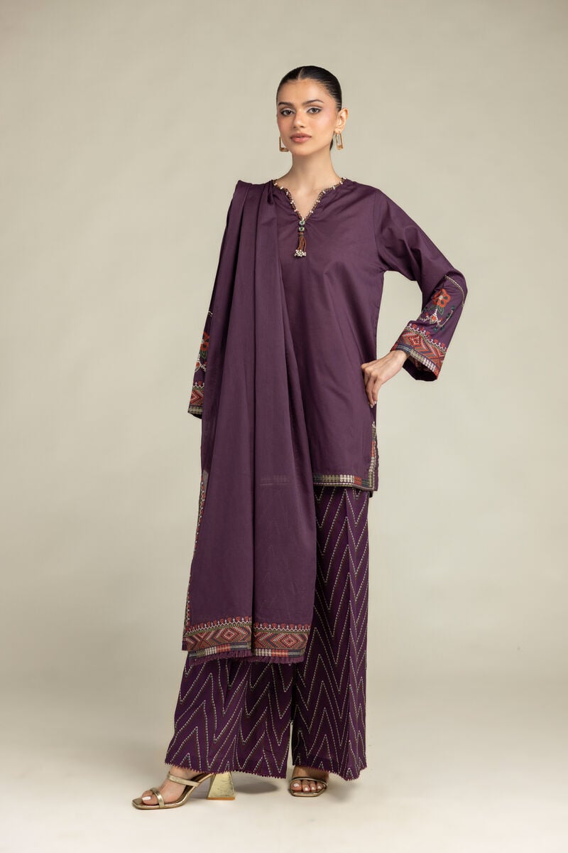 Purple Lawn Dupatta