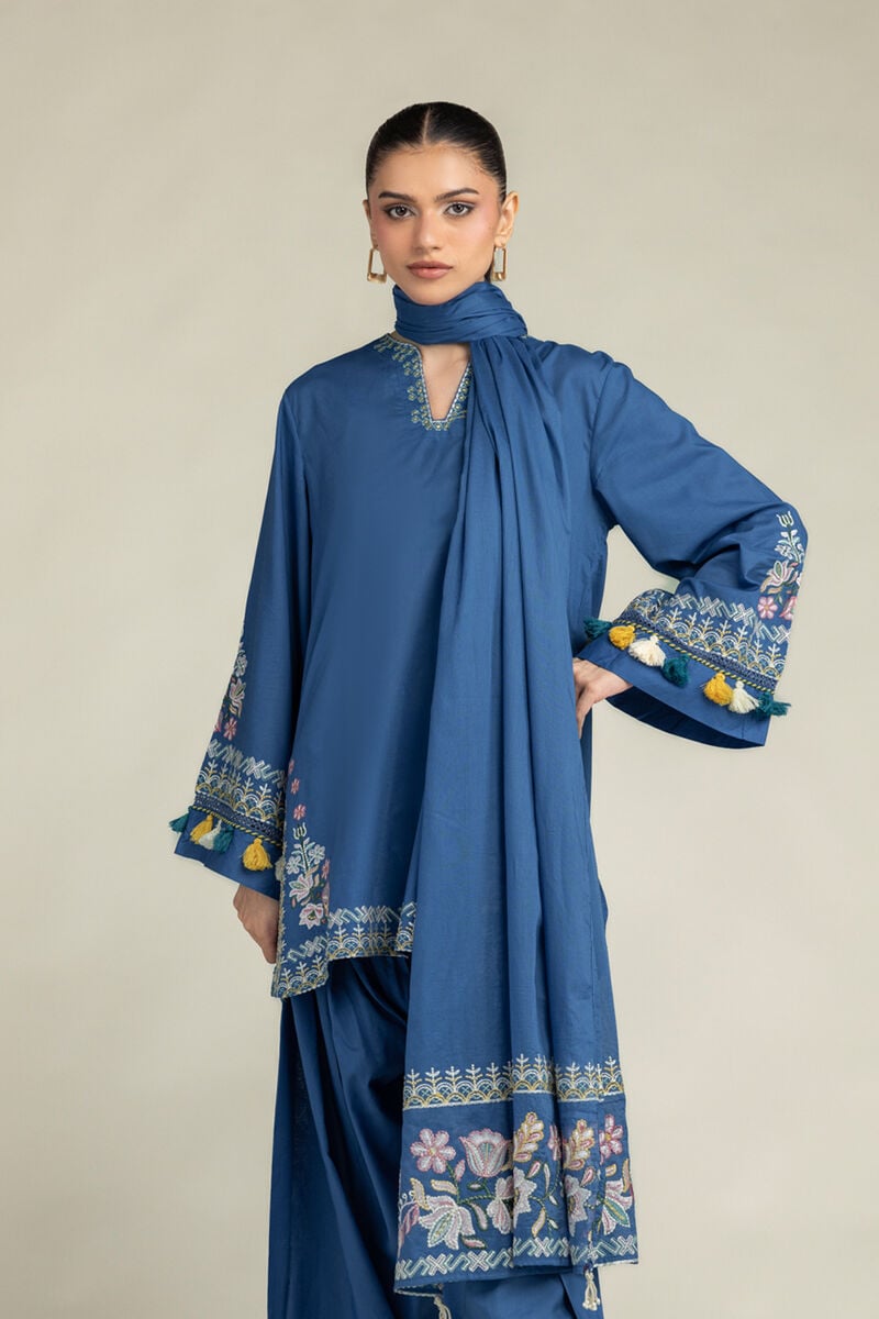 Floral Blue Dupatta