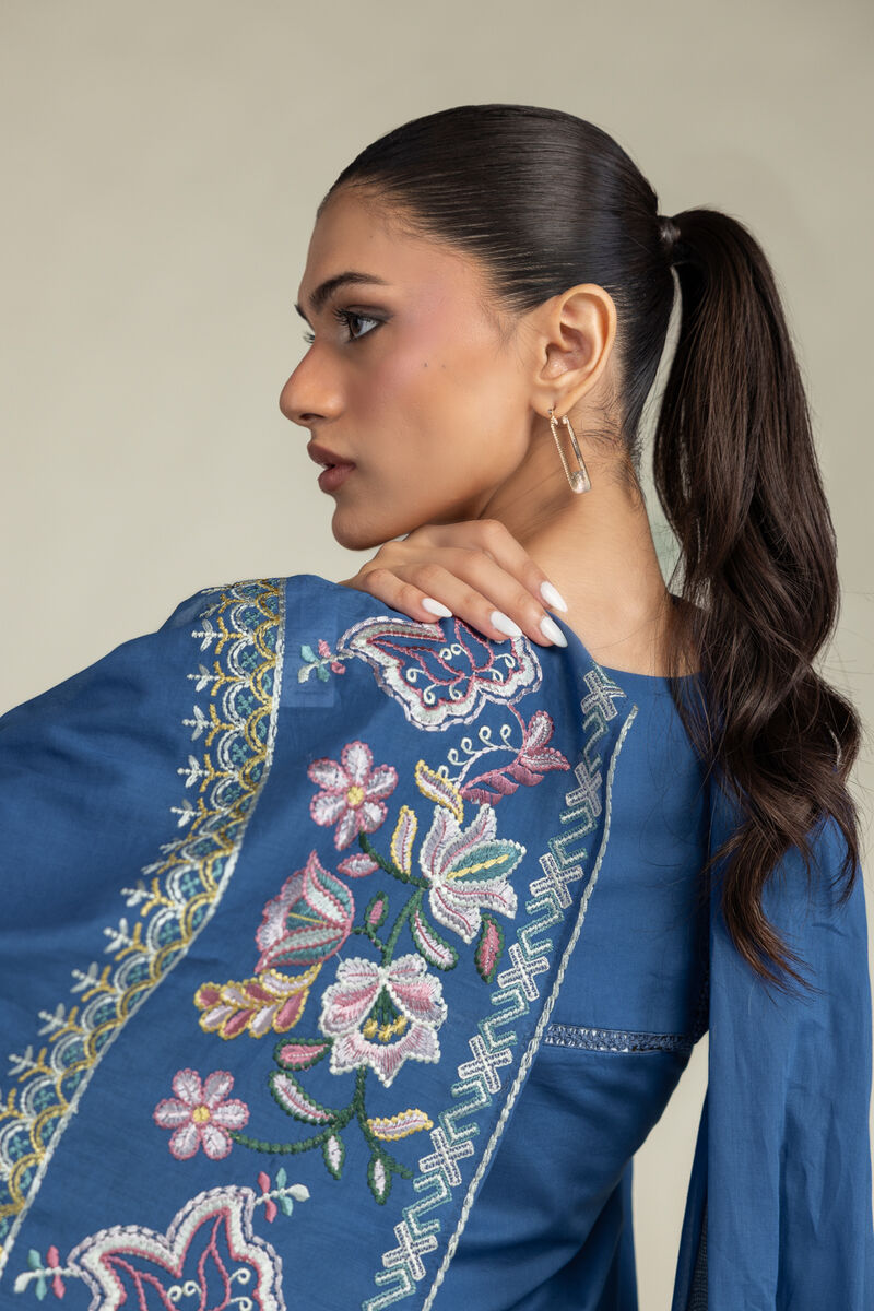 Floral Blue Dupatta