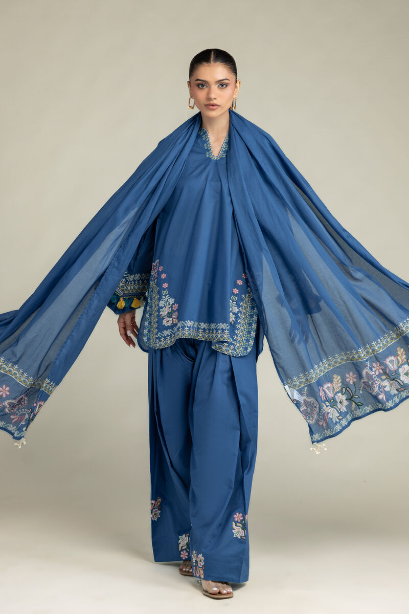 Floral Blue Dupatta