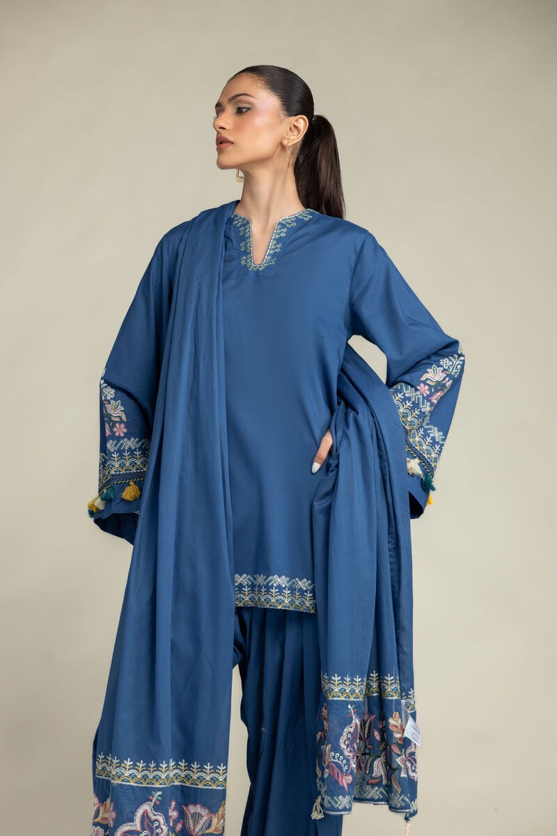 Floral Blue Dupatta
