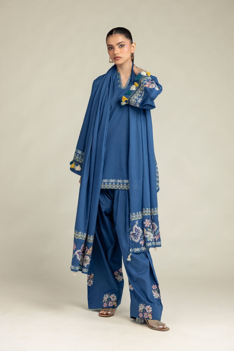 Floral Blue Dupatta