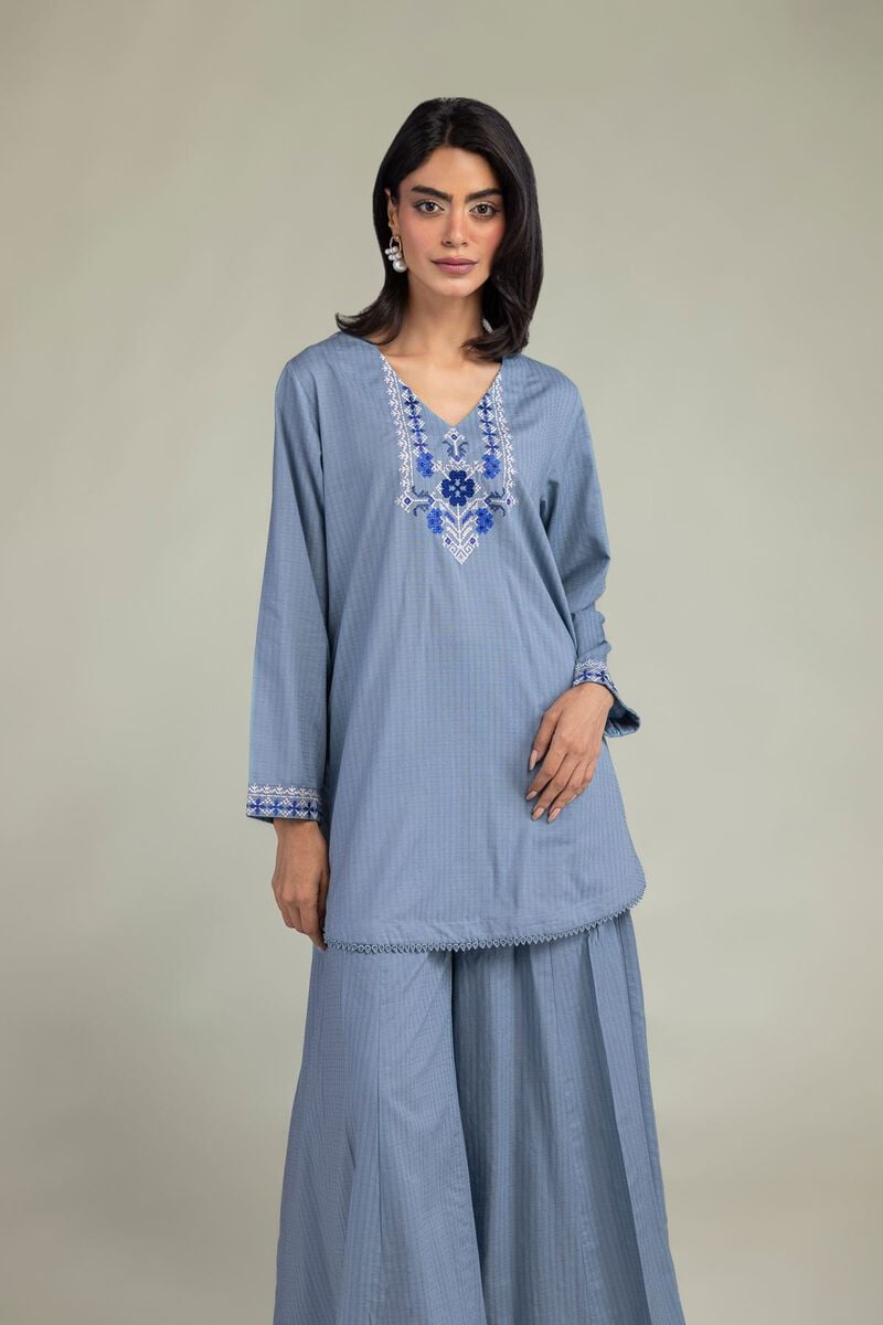 Blue V-Neck Kurta