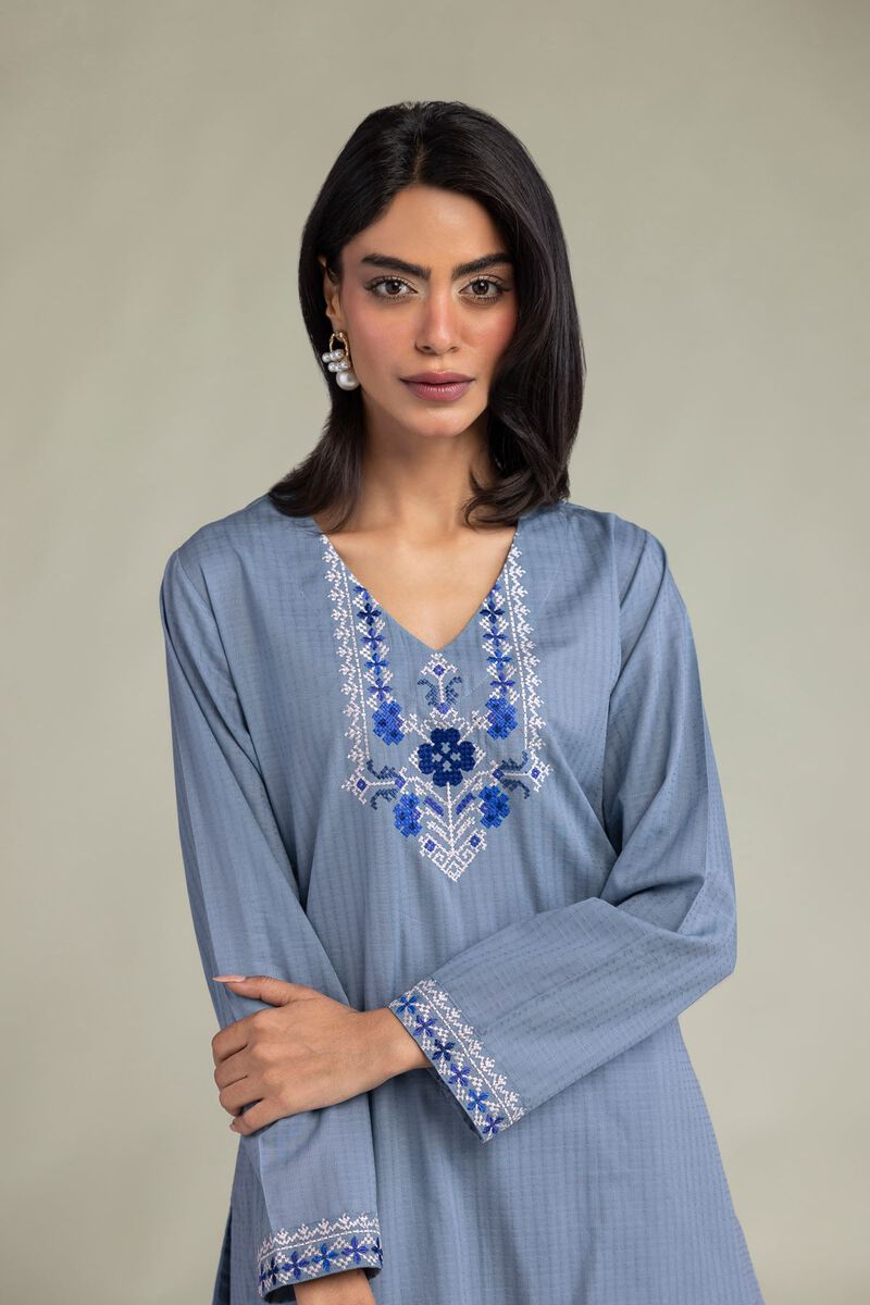 Blue V-Neck Kurta