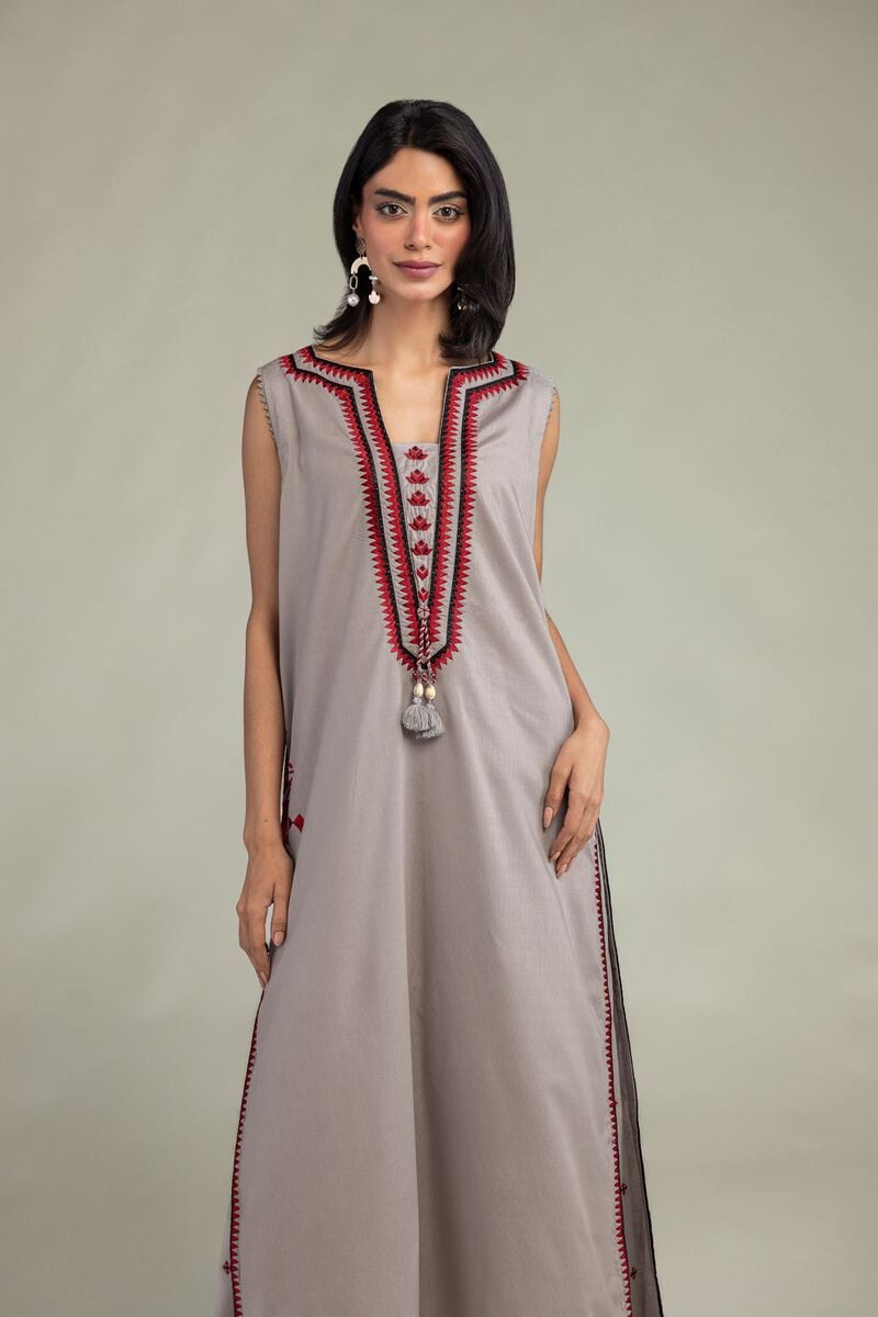 Gray Sleeveless Kurta