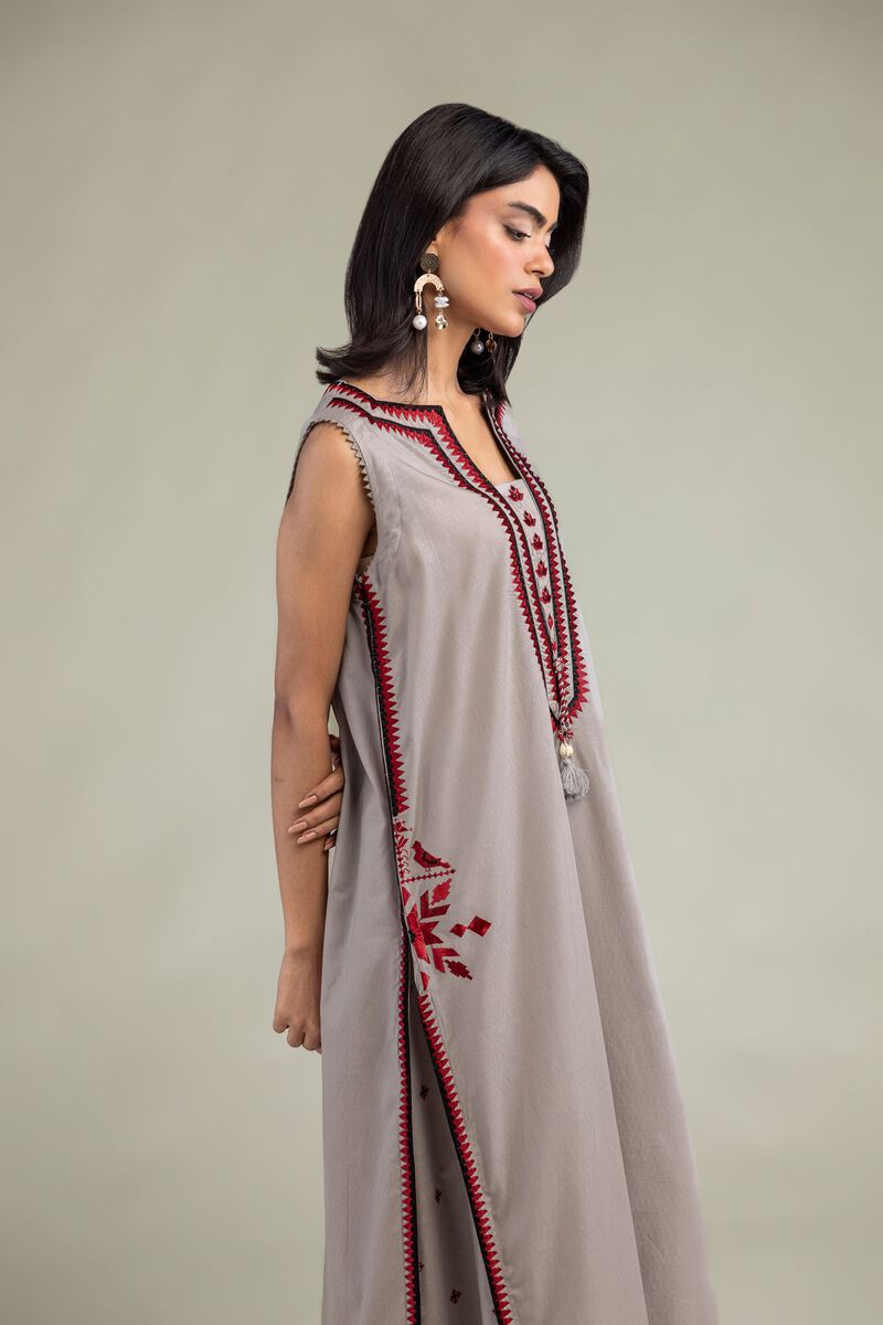 Gray Sleeveless Kurta