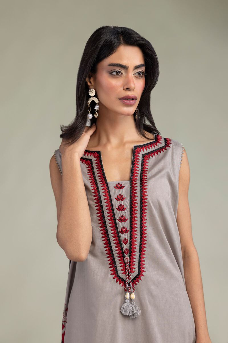 Gray Sleeveless Kurta