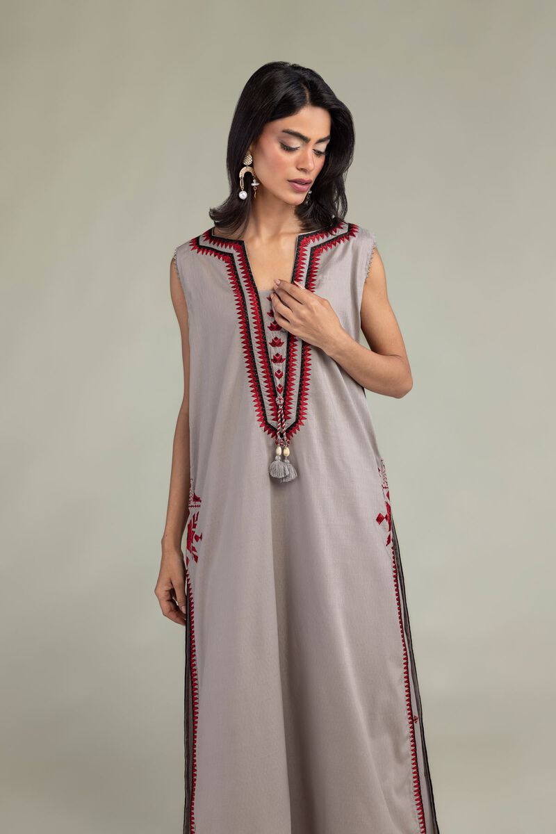 Gray Sleeveless Kurta