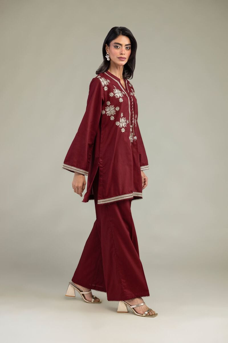 Maroon Solid Pants