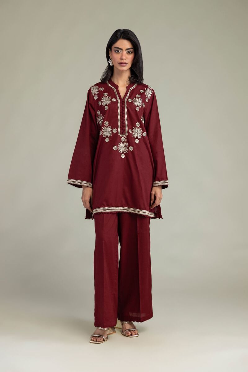 Maroon Solid Pants