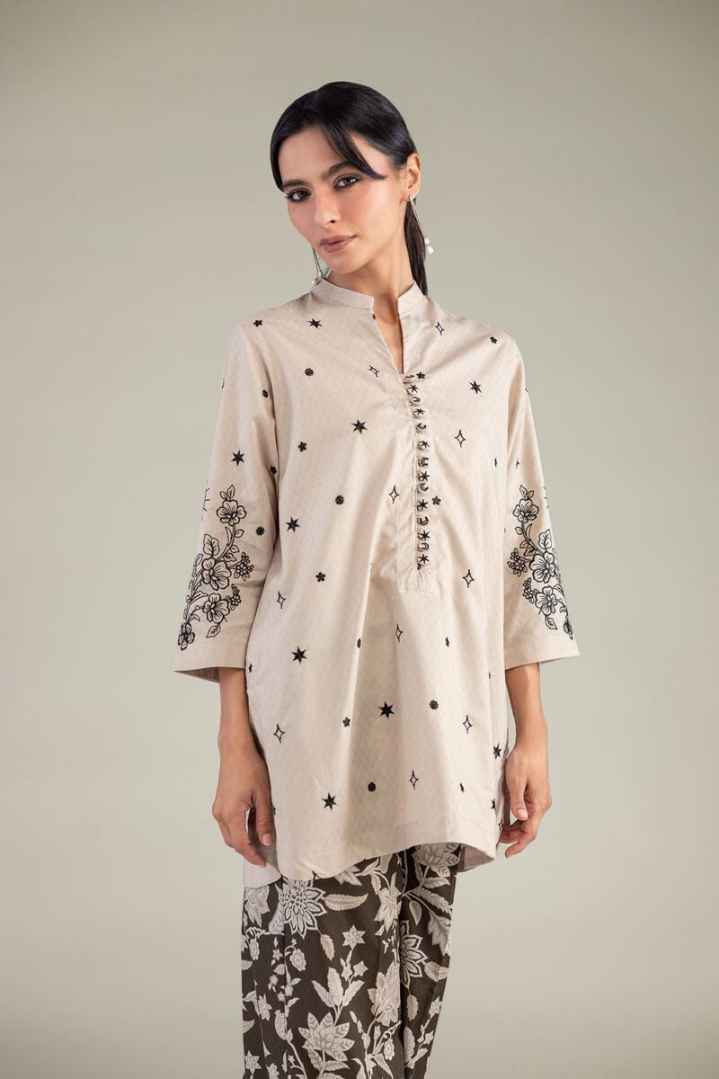 Beige Floral Kurta