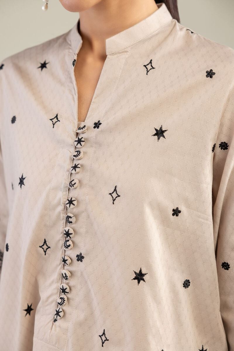 Beige Floral Kurta
