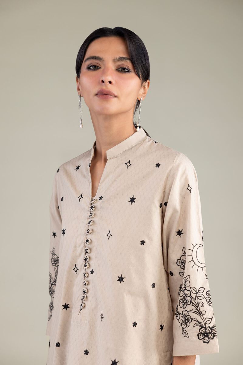 Beige Floral Kurta