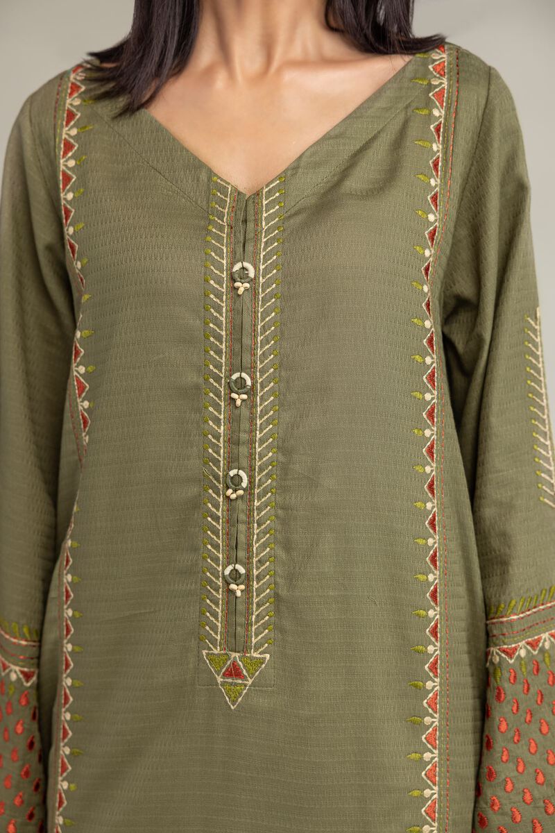 Olive V-Neck Kurta