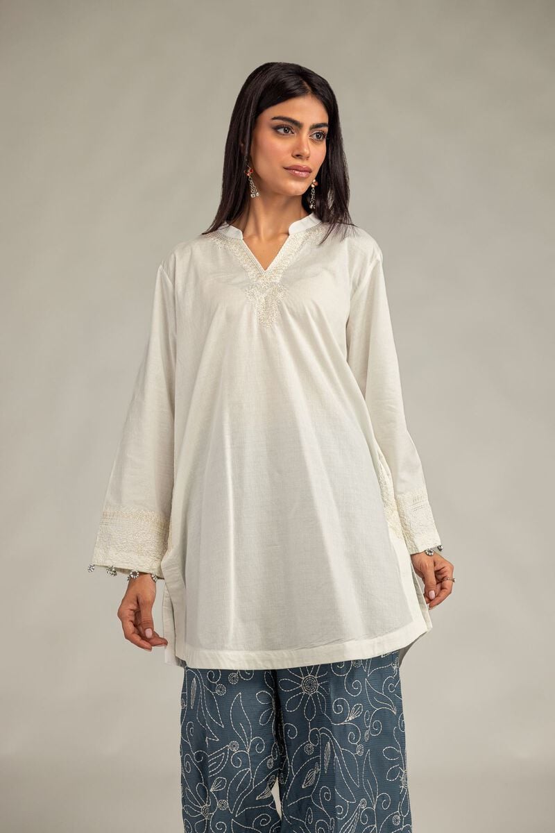 V-Neck Solid Kurta