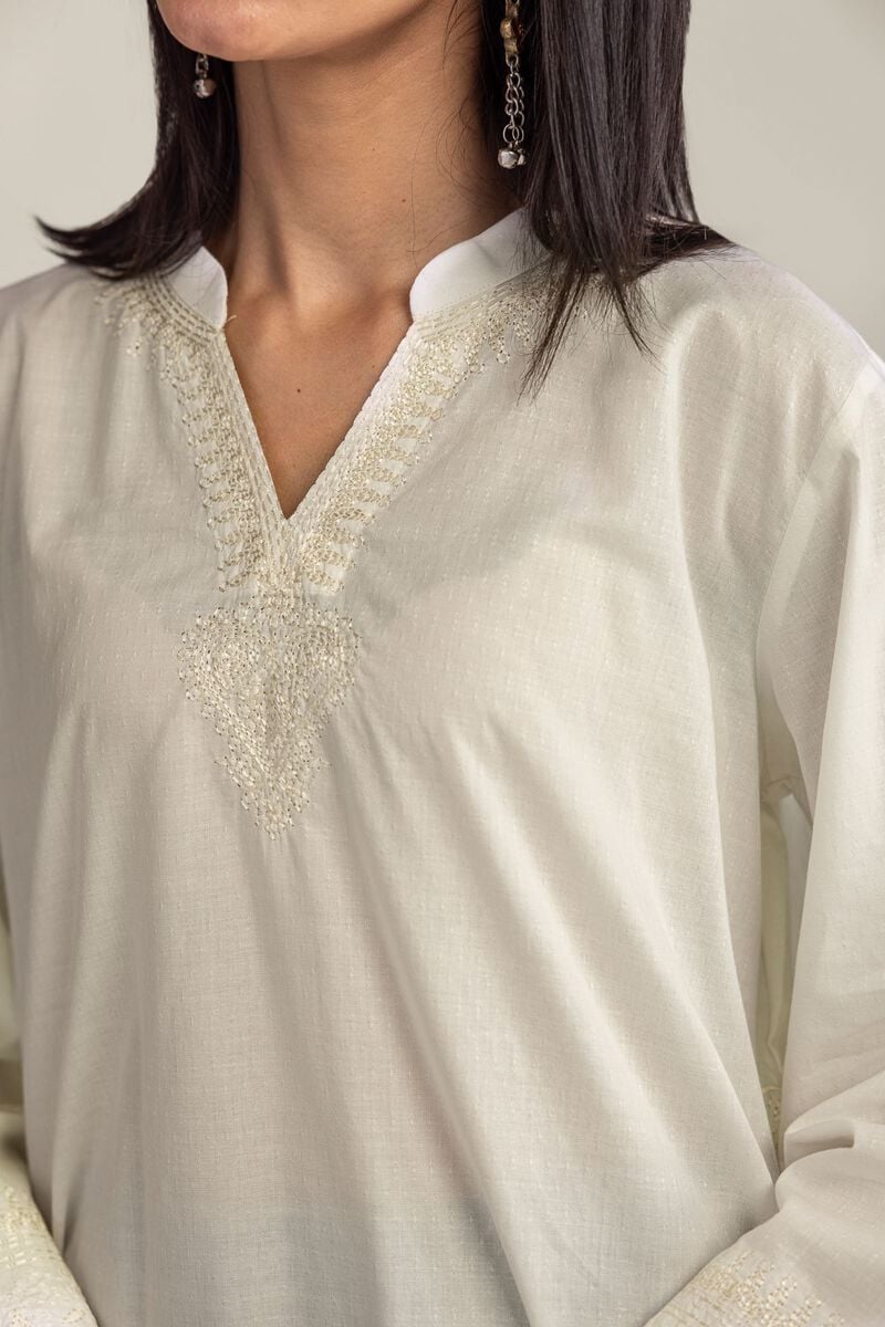V-Neck Solid Kurta
