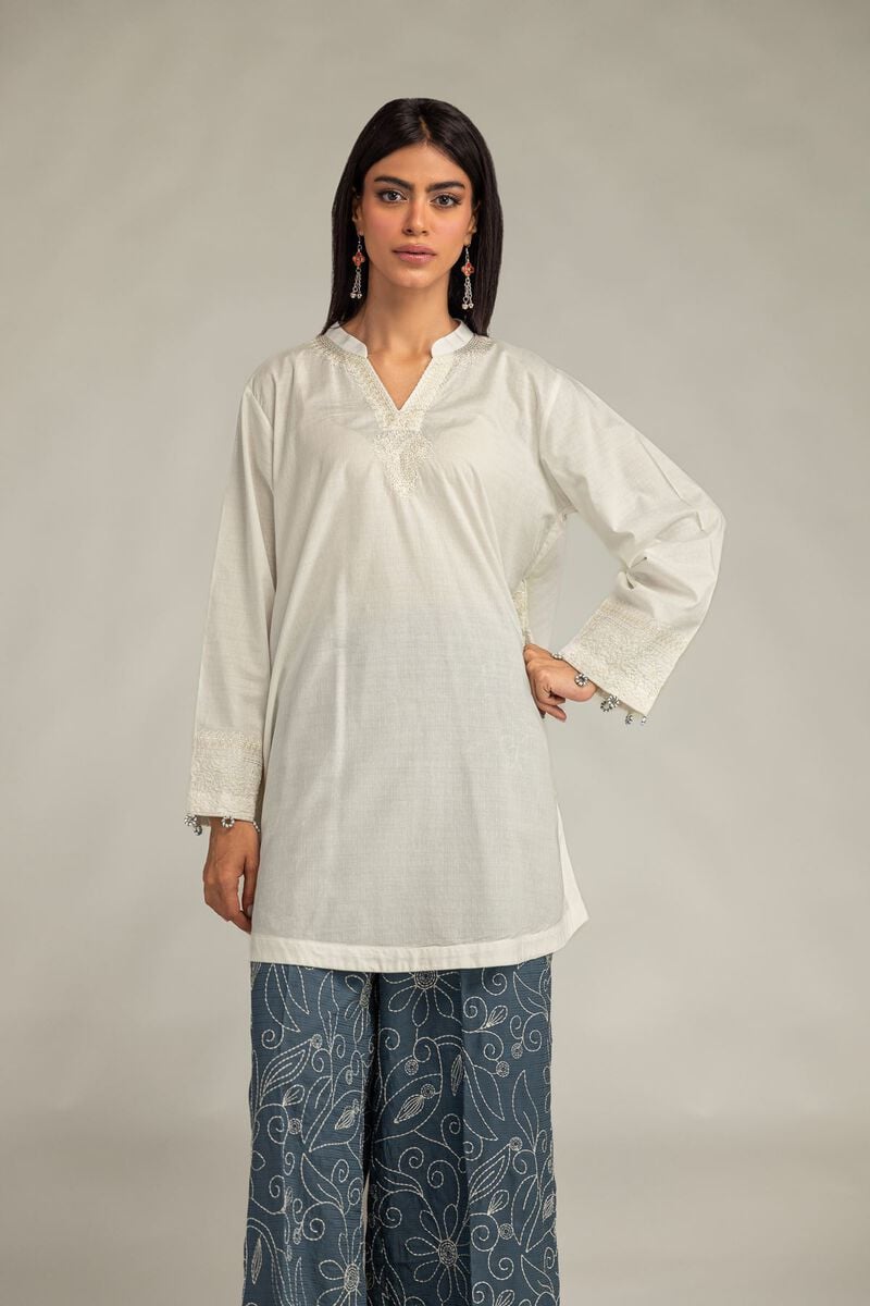 V-Neck Solid Kurta