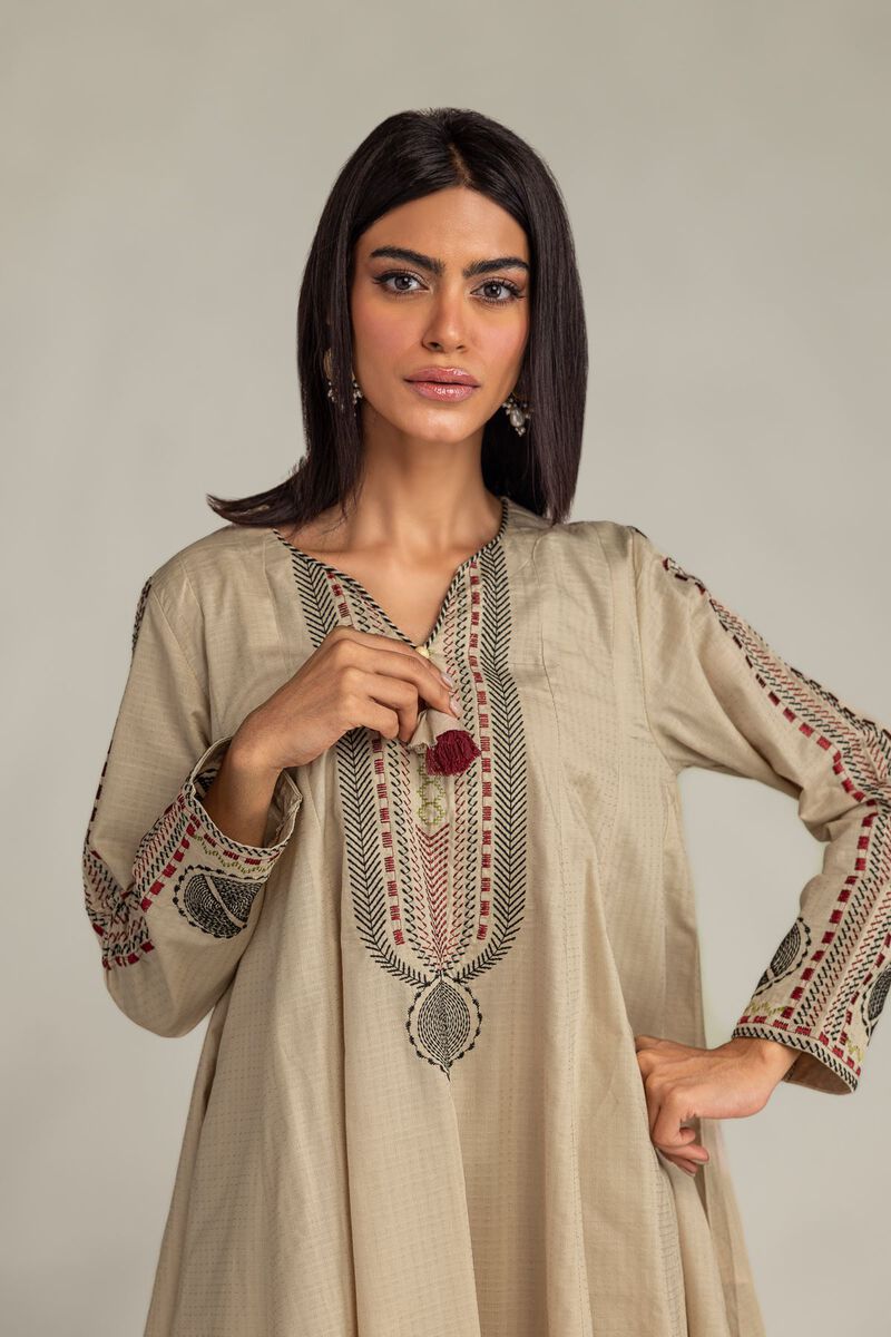 Beige Cotton Kurta