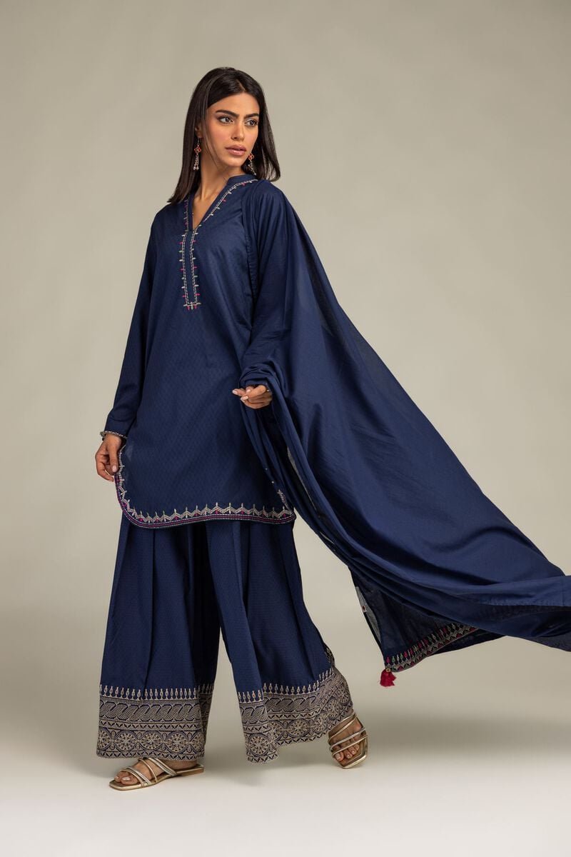 Navy Lawn Dupatta