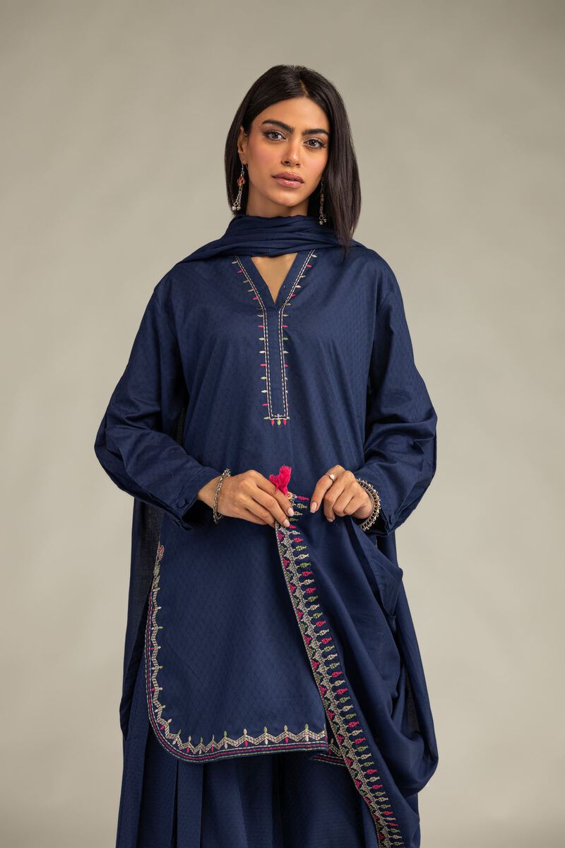 Navy Lawn Dupatta