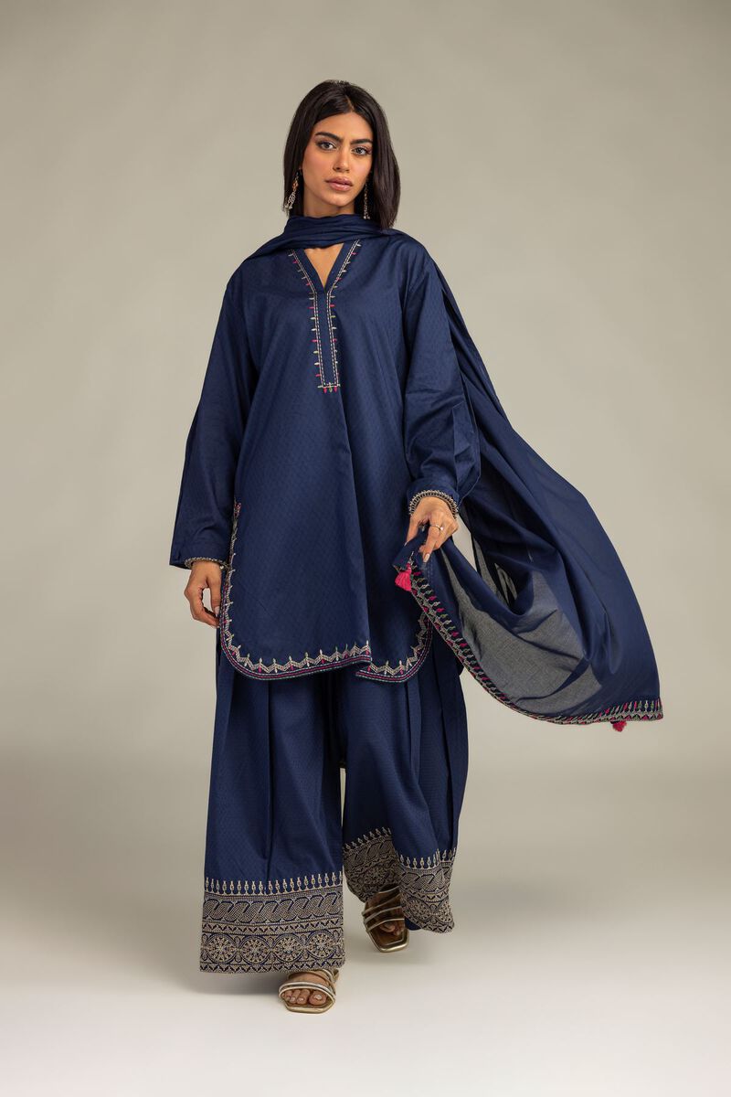Navy Lawn Dupatta