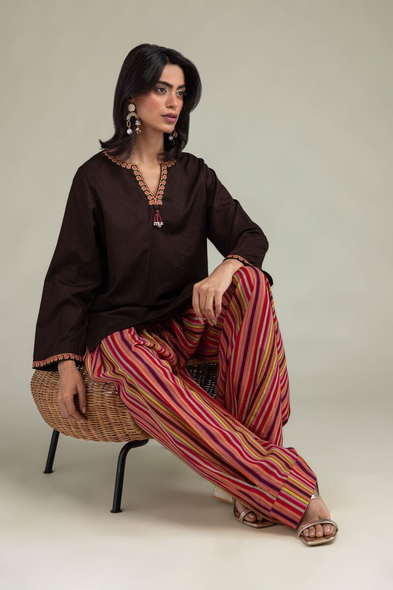 V-Neck Cotton Kurta