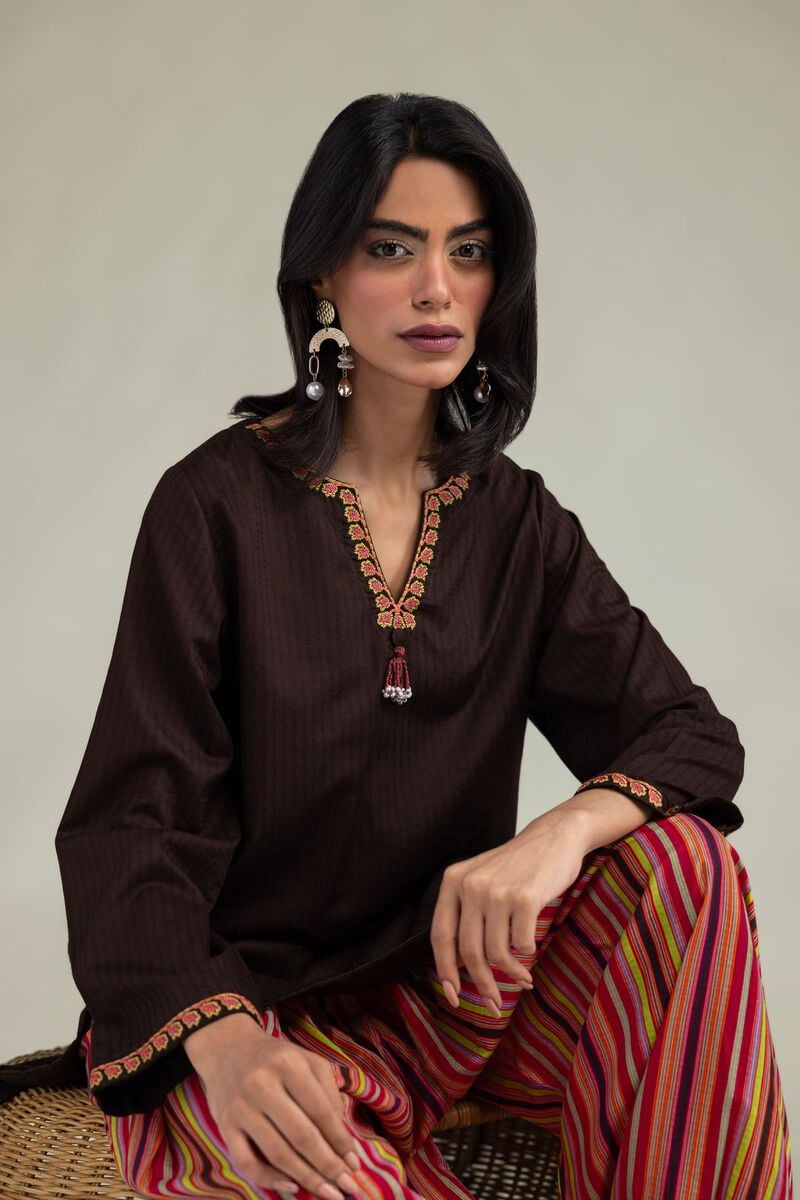 V-Neck Cotton Kurta