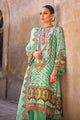 3 Piece Embroidered Digital Printed Paper Cotton Sequins Unstitched Suit With Embroidered Stripe Cotton Silk Dupatta