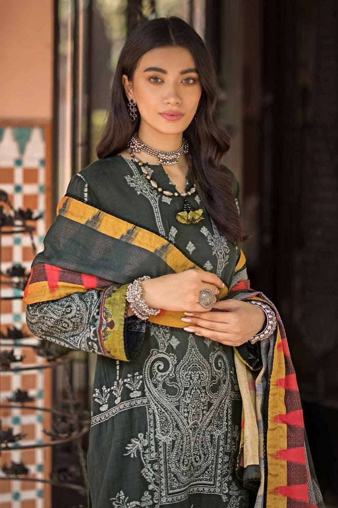 3 Piece Khaddar Jacquard Unstitched Suit With Cotton Net Dupatta