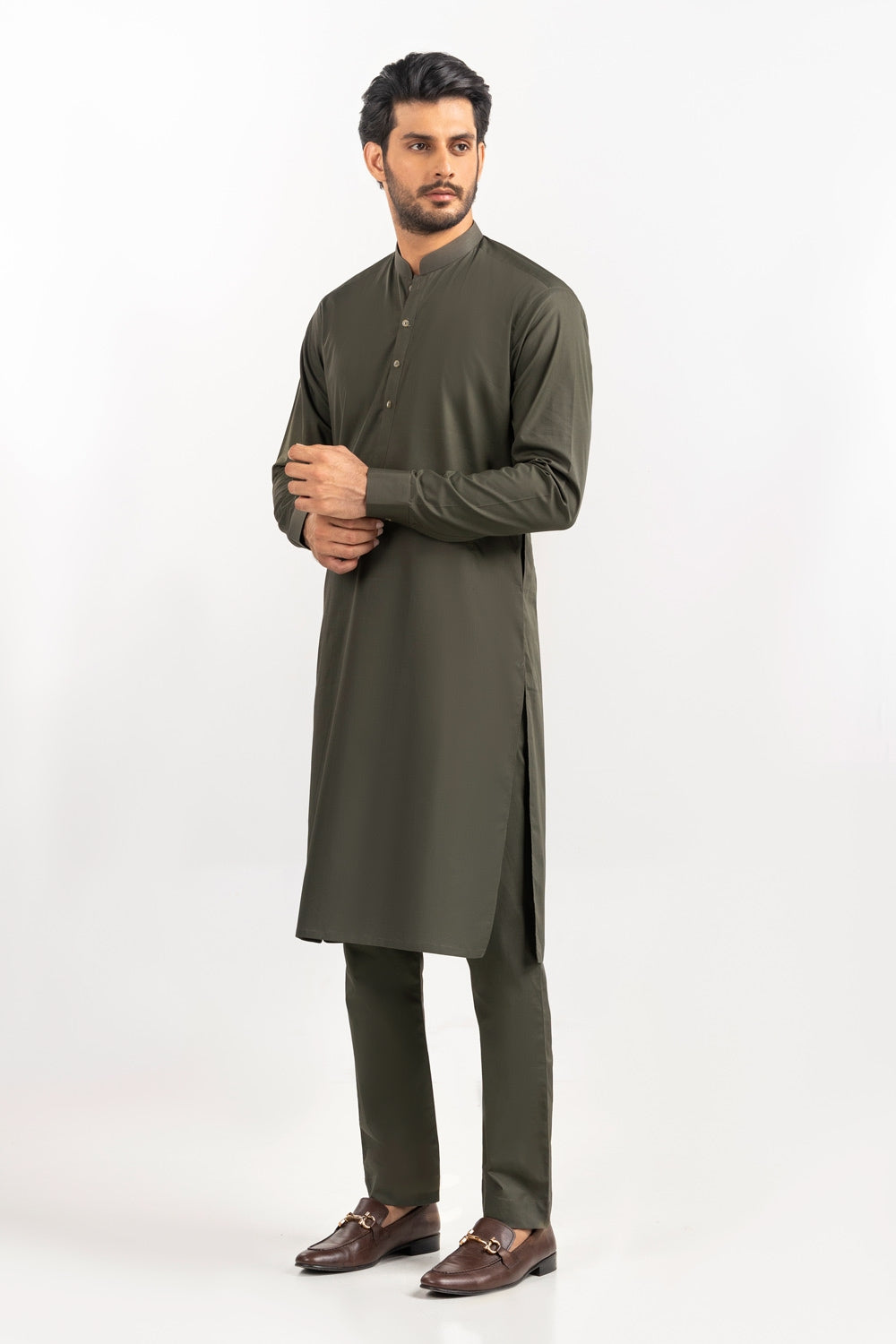 Red Gold Latha Unstitched Fabric Cotton-Lf