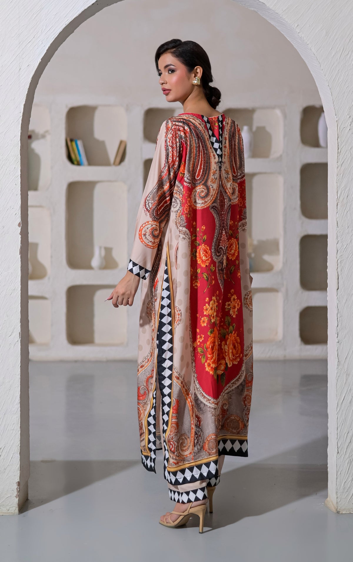 Poshkari Kaftan Blended Raw Silk Embroidered 2Pc Stitched Suit PA - 0086